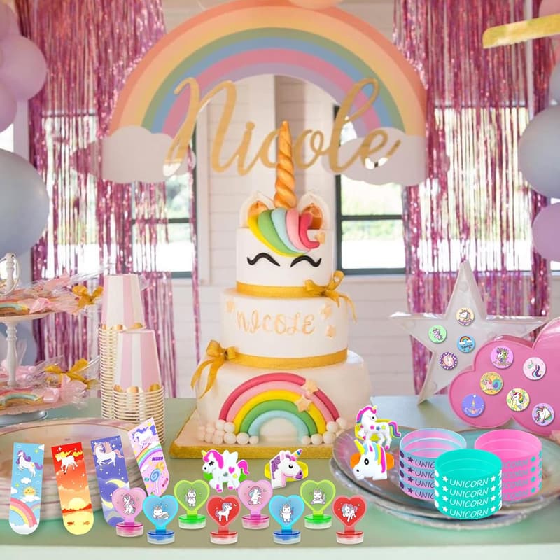 Unicorn Birthday Party Favor Set - 78 pcs for Girls