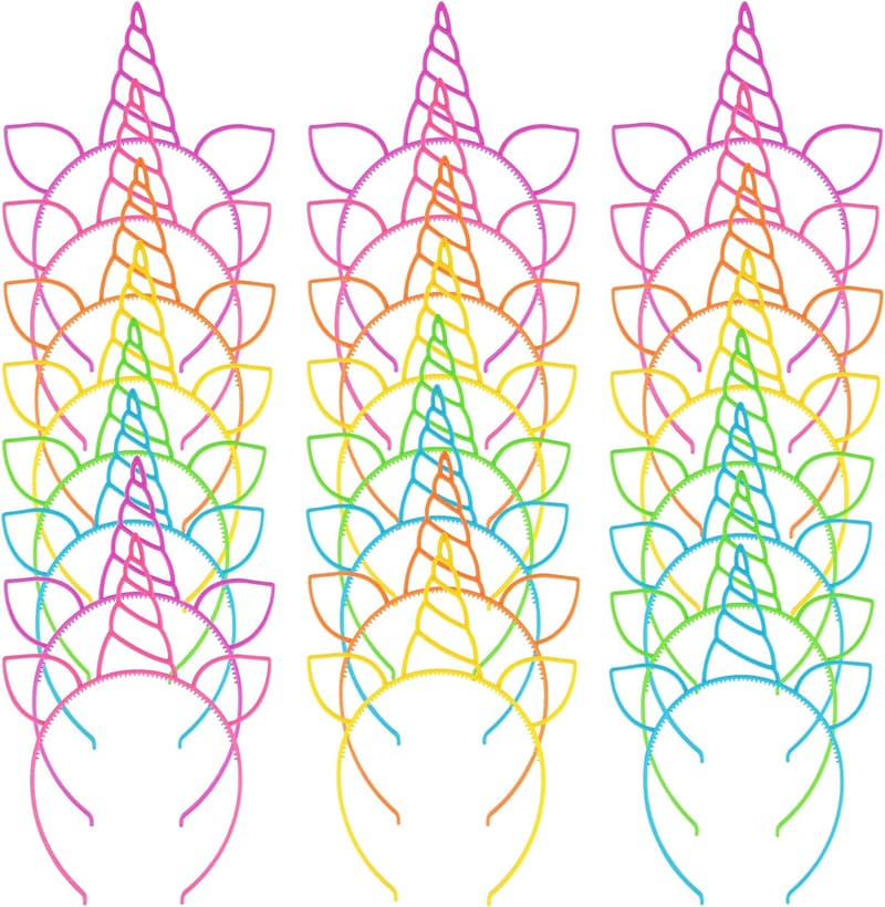 Unicorn Birthday Party Headbands - 24 Pack for Girls