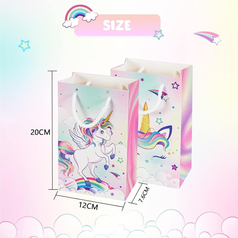 Unicorn Birthday Party Favor Bags - 16PCS Rainbow Gift Bags