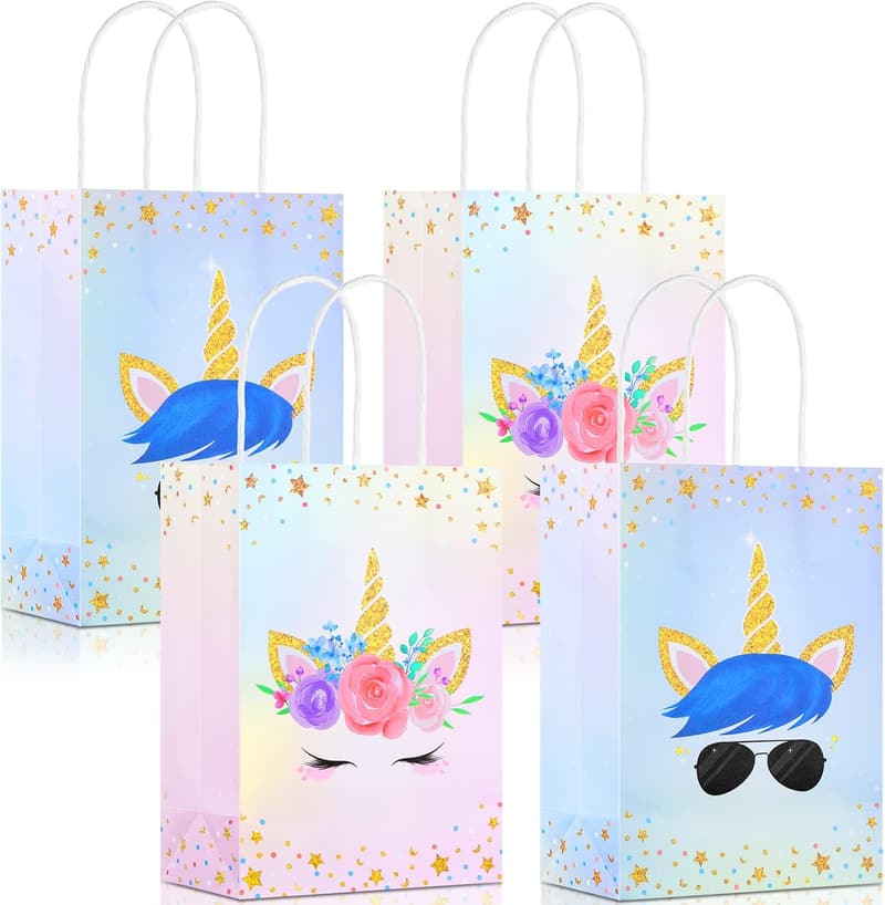Unicorn Birthday Party Favor Bags - 16 Count with Handles