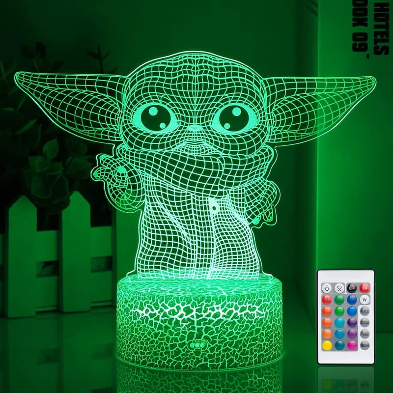 Baby Yoda 3D LED Night Light with Remote - Room Decor for Kids