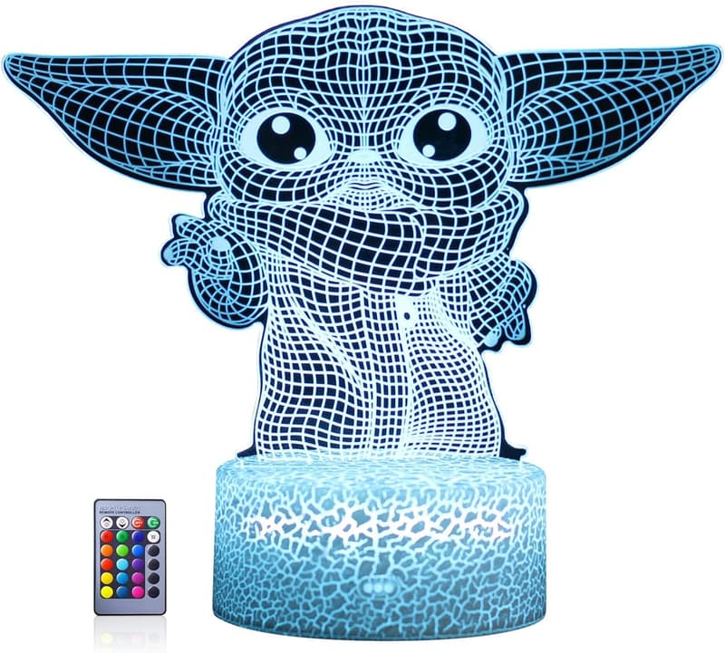 Baby Yoda 3D LED Night Light with Remote - Room Decor for Kids