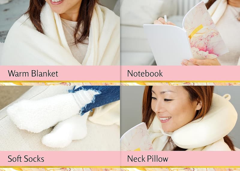 Birthday Gift Basket for Women with Blanket, Pillow, Candle, and Socks
