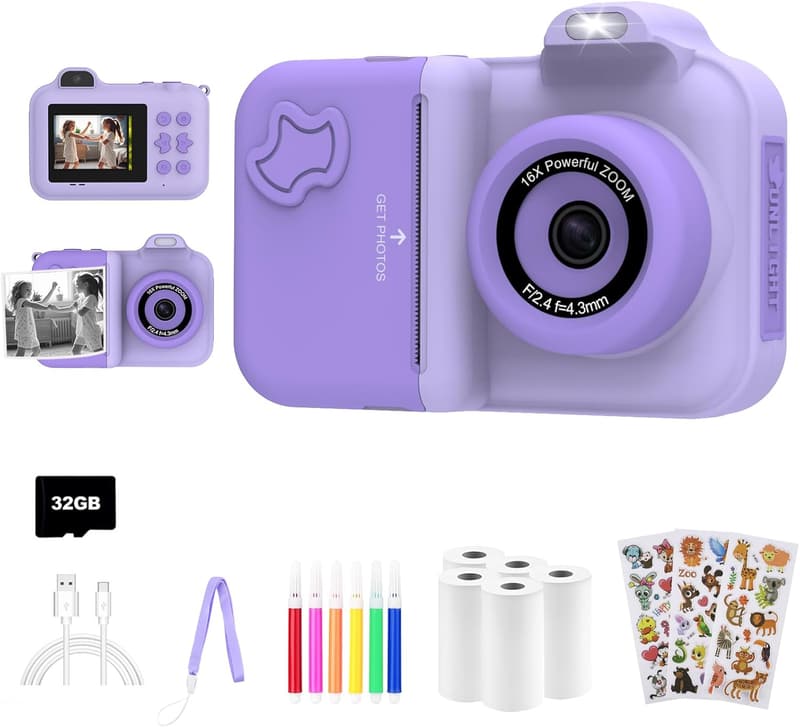 Kids Instant Print Camera - 1080P HD for Ages 4-12