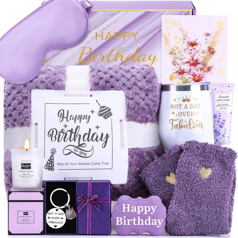 Spa Birthday Gift Basket for Women with Blanket