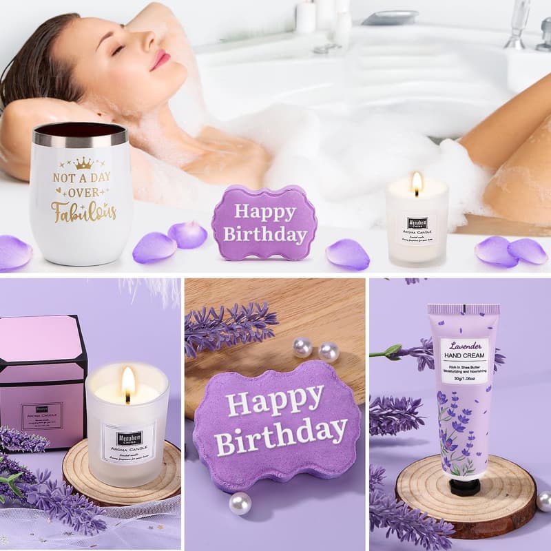 Spa Birthday Gift Basket for Women with Blanket