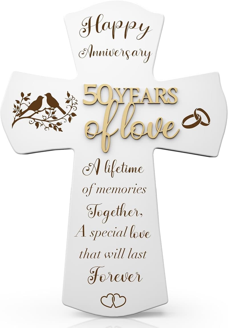 50th Wedding Anniversary Religious Cross Gift for Couples