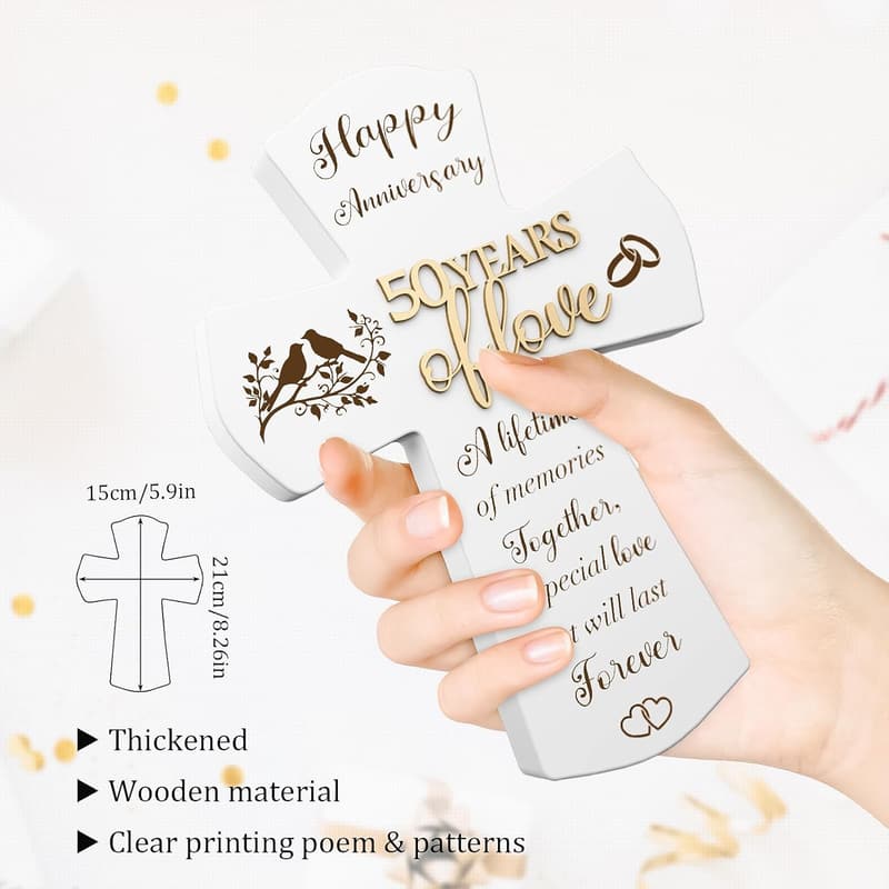 50th Wedding Anniversary Religious Cross Gift for Couples