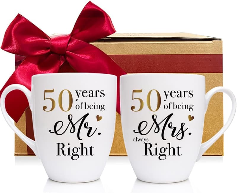 50th Anniversary Mr. Right & Mrs. Always Right Mug Set