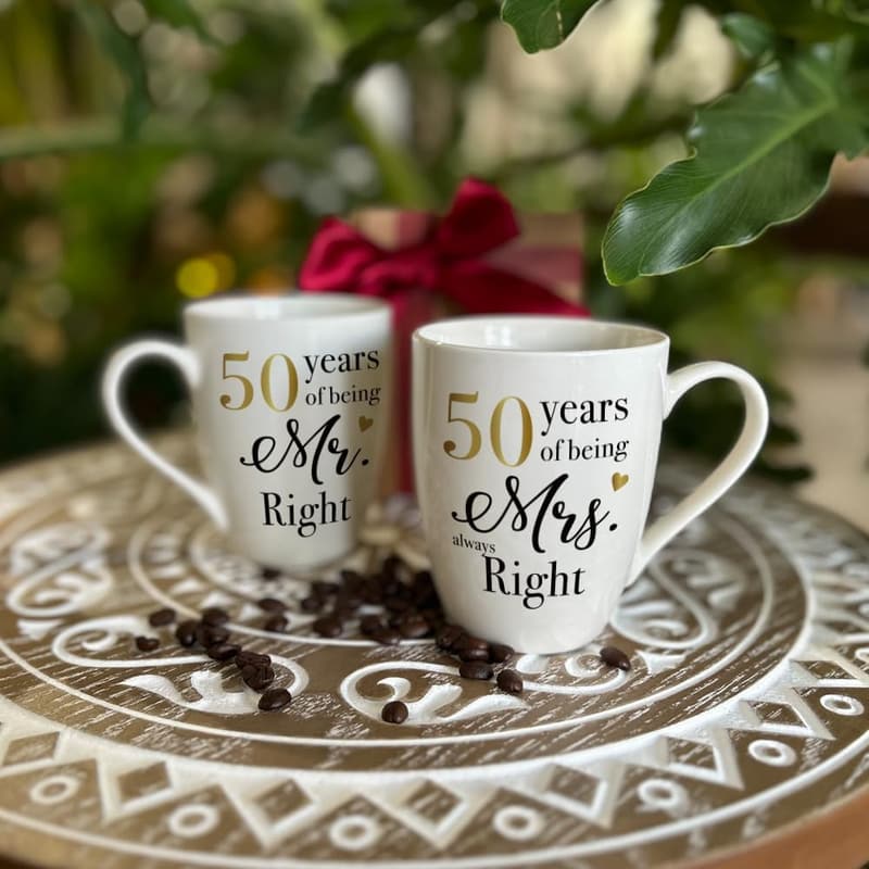 50th Anniversary Mr. Right & Mrs. Always Right Mug Set