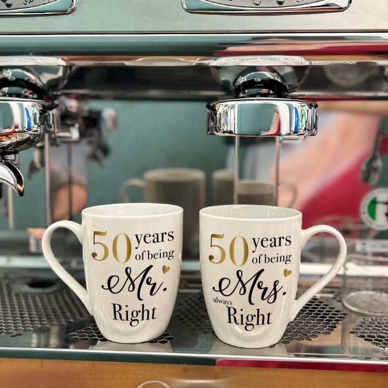 50th Anniversary Mr. Right & Mrs. Always Right Mug Set