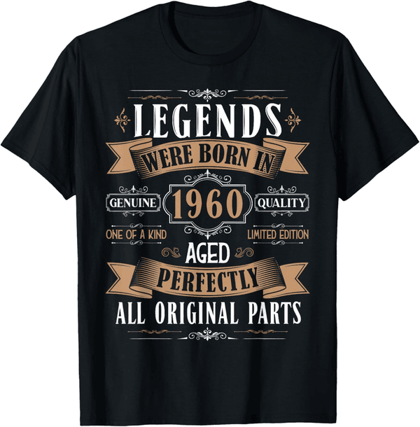 65th Birthday T-Shirt for Men - Legends Born in 1960