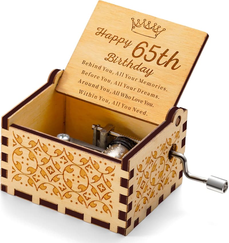 65th Birthday Wooden Music Box - Personalized Gift for Him/Her