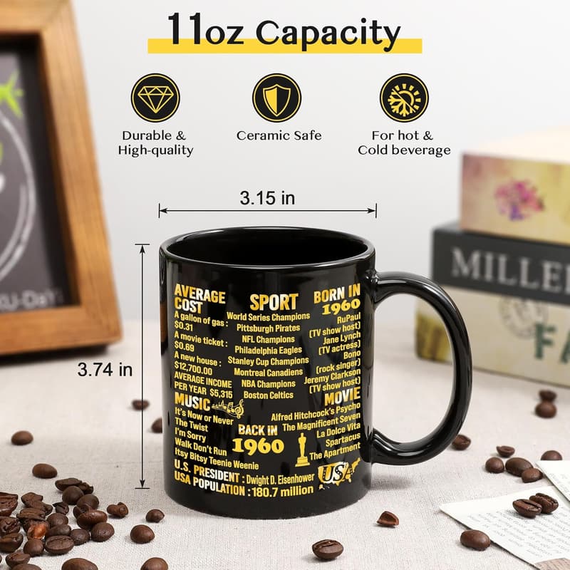 65th Birthday Coffee Mug for Him - Vintage Decoration Gift