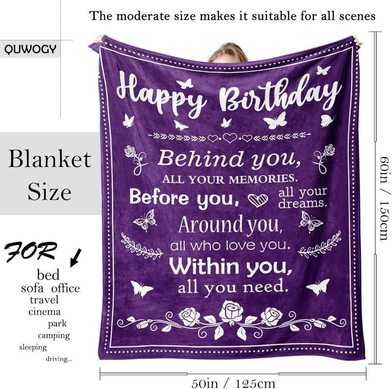 Purple Friendship Blanket - Unique Birthday Gift for Her/Him