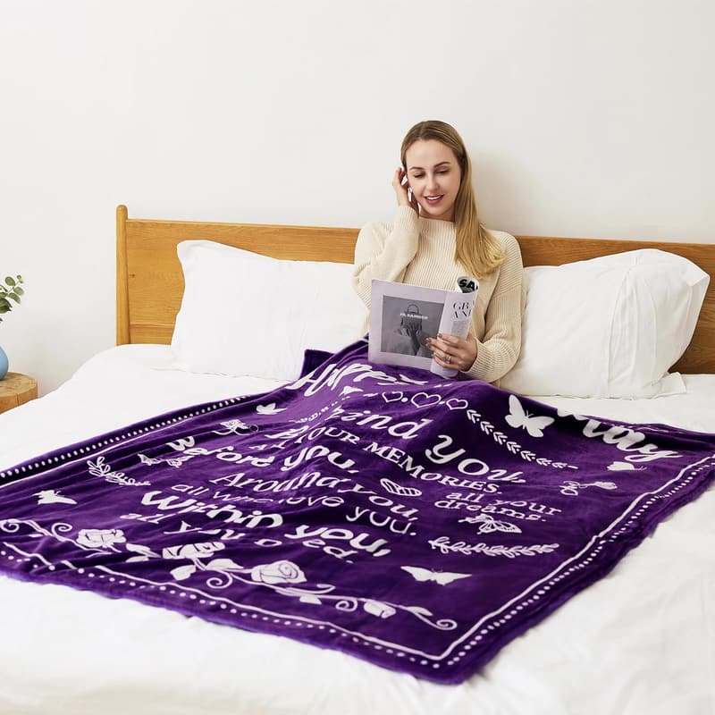 Purple Friendship Blanket - Unique Birthday Gift for Her/Him