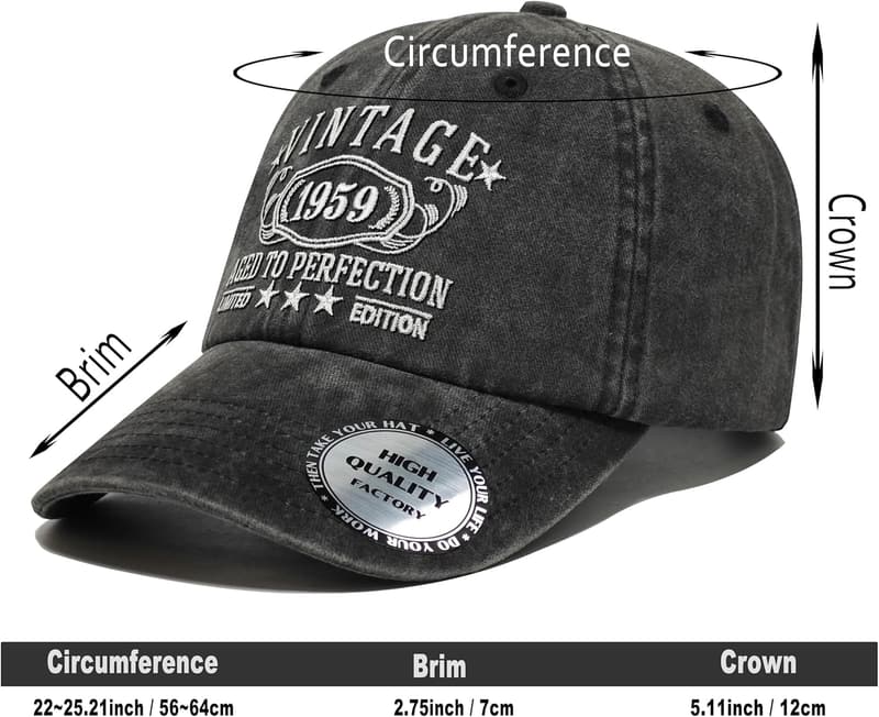 Personalized Vintage Hat for 30th-100th Birthdays
