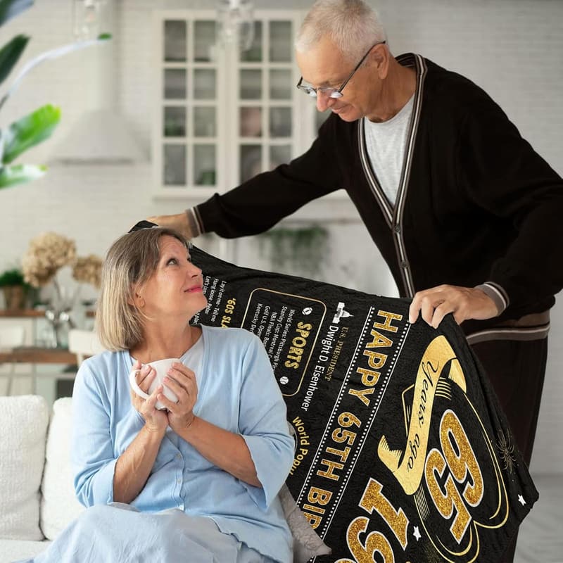 65th Birthday Throw Blanket for Women and Men, 60x50 Inch