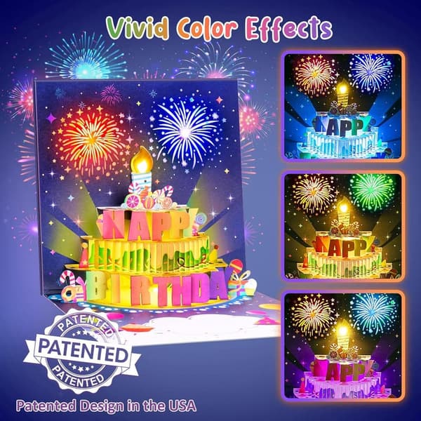 Happy Birthday Pop-Up Card with Fireworks and Music