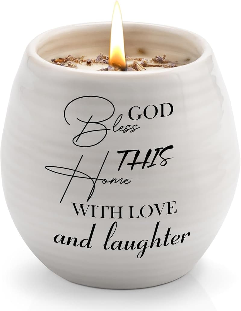 Christian Housewarming Gift: Handmade Lavender Scented Candle