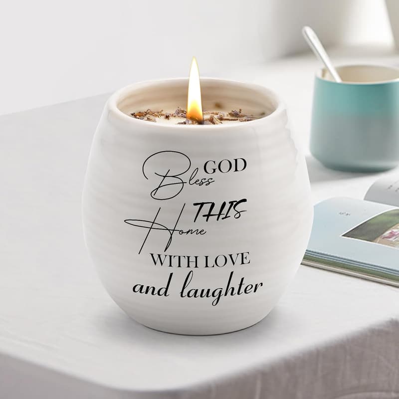 Christian Housewarming Gift: Handmade Lavender Scented Candle