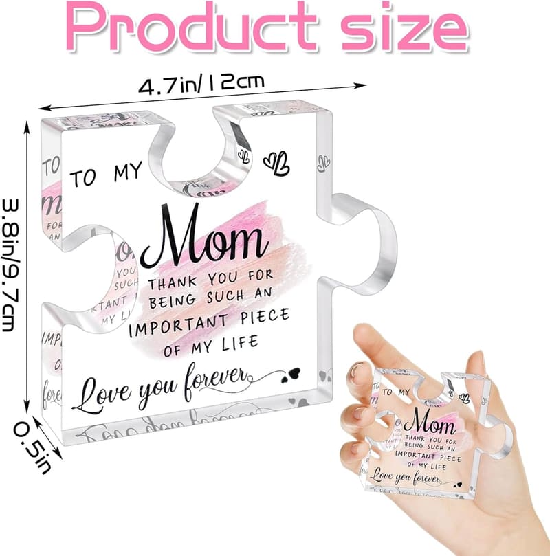 Engraved Acrylic Puzzle Piece for Mother's Day Gift