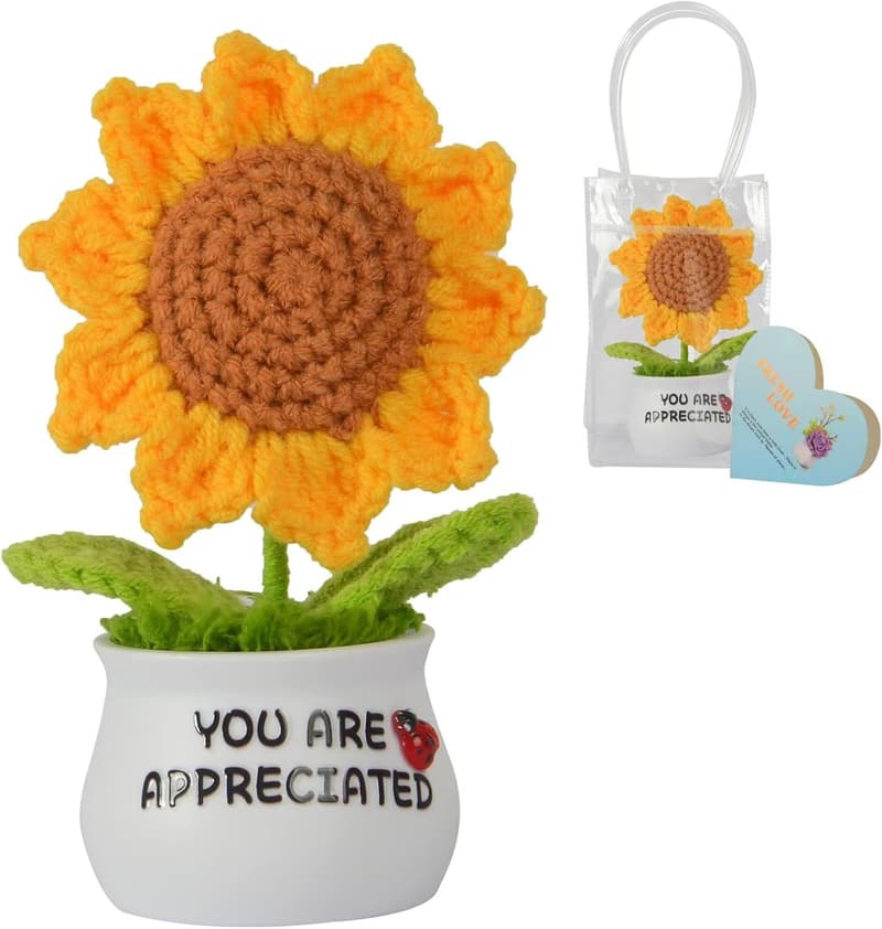 Artificial Crochet Sunflower - Positive Gifts for Women