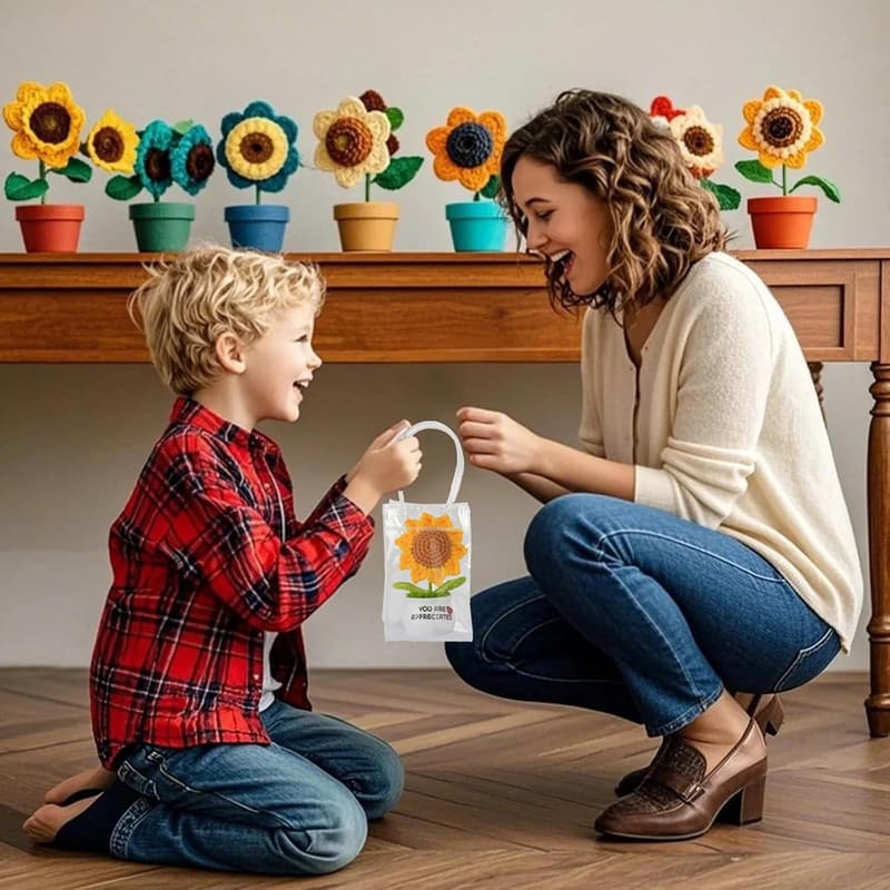 Artificial Crochet Sunflower - Positive Gifts for Women