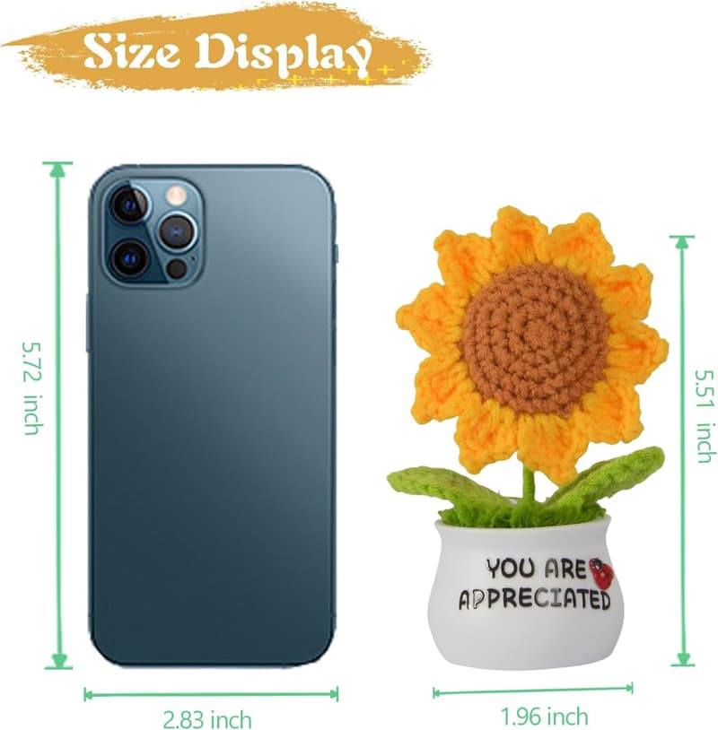 Artificial Crochet Sunflower - Positive Gifts for Women