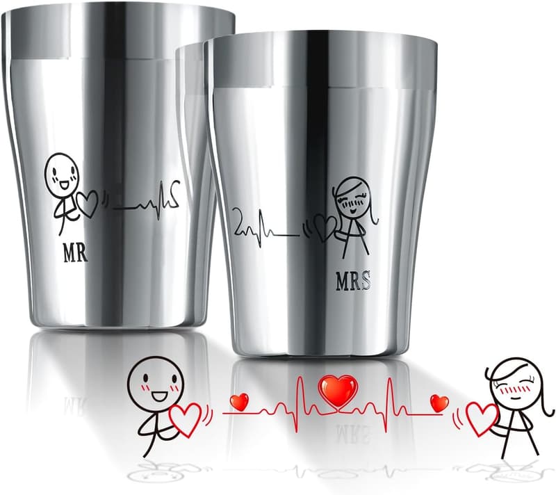 Engagement Anniversary 16 Oz Stainless Steel Cups for Couples