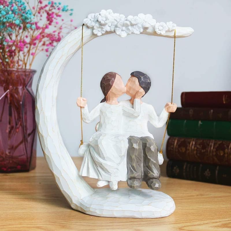 Couple's 9-Inch Hand-Painted Love Figurines for Anniversary
