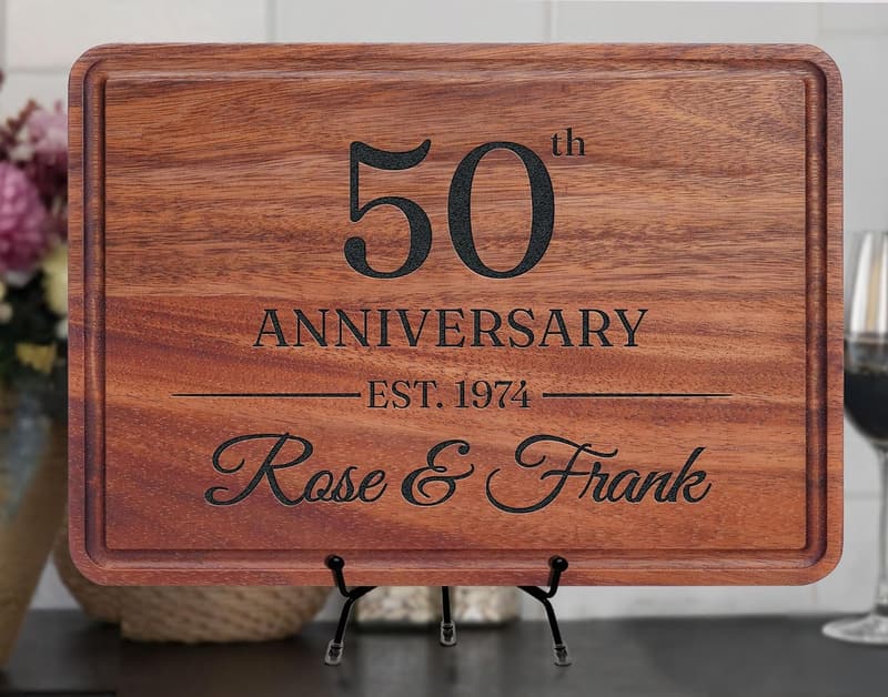 50th Anniversary Personalized Couples Cutting Board