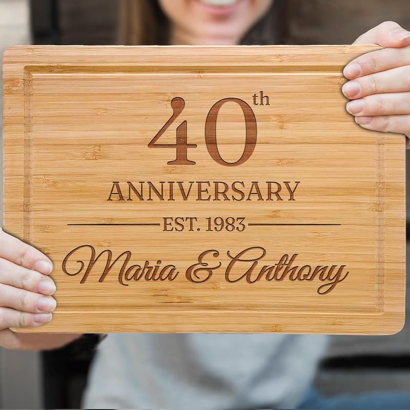 50th Anniversary Personalized Couples Cutting Board