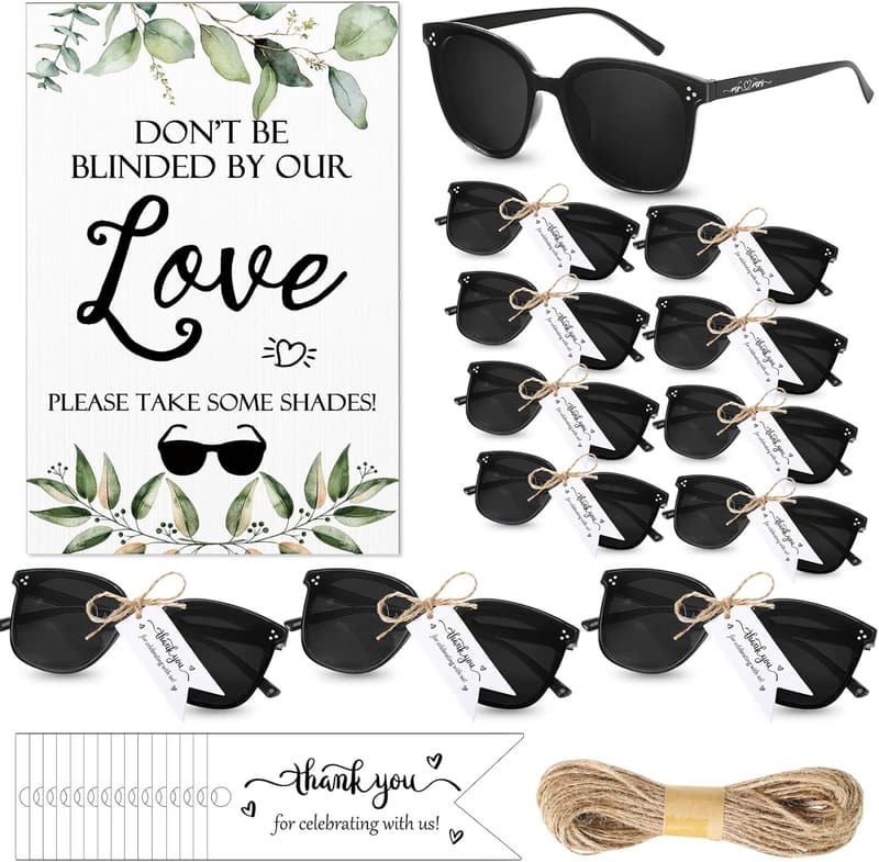 Wedding Party Sunglasses Favors with Wooden Love Sign Decor