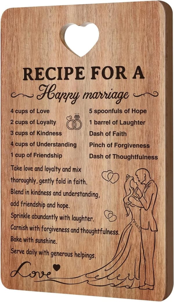 Engraved Acacia Wood Cutting Board for Couples' Wedding Gift