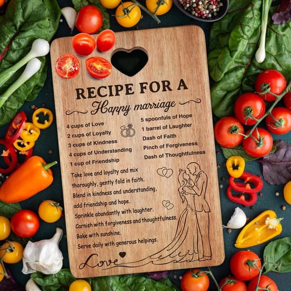 Engraved Acacia Wood Cutting Board for Couples' Wedding Gift