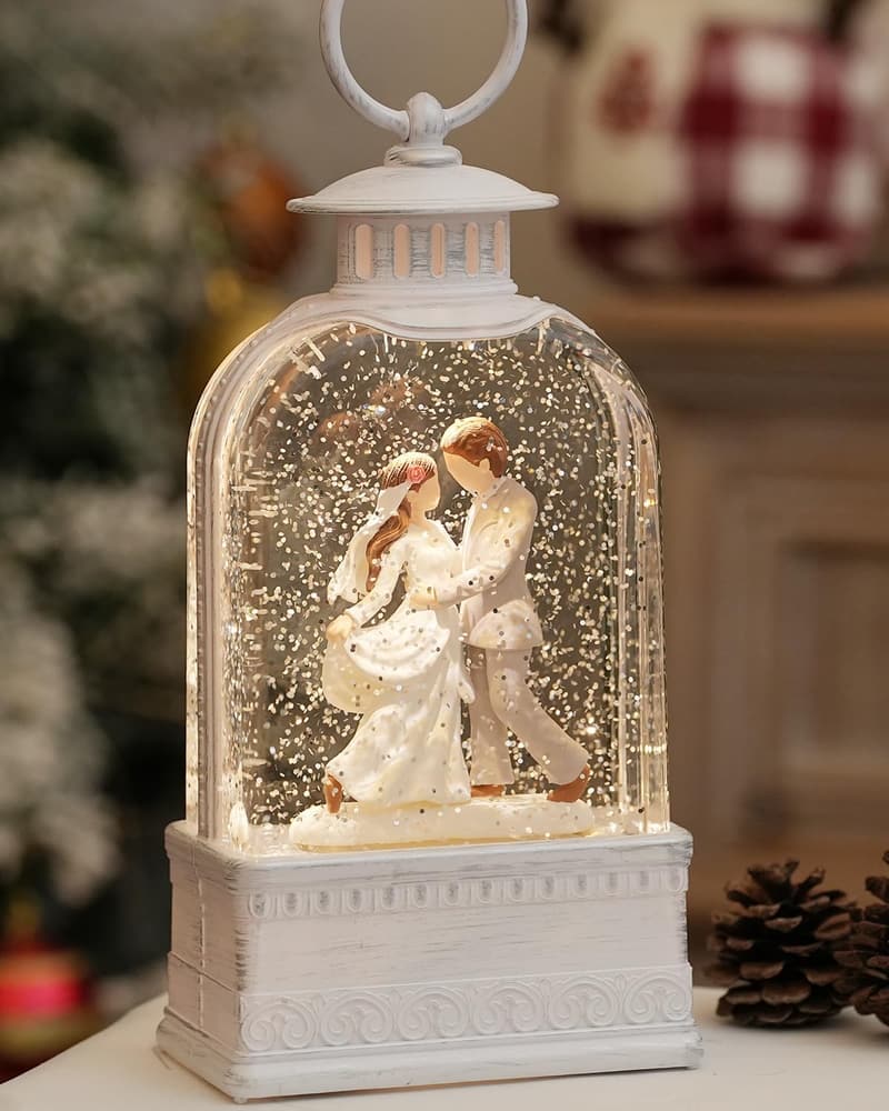 Engagement Gift Lighted Snow Globe with 6H Timer for Couples