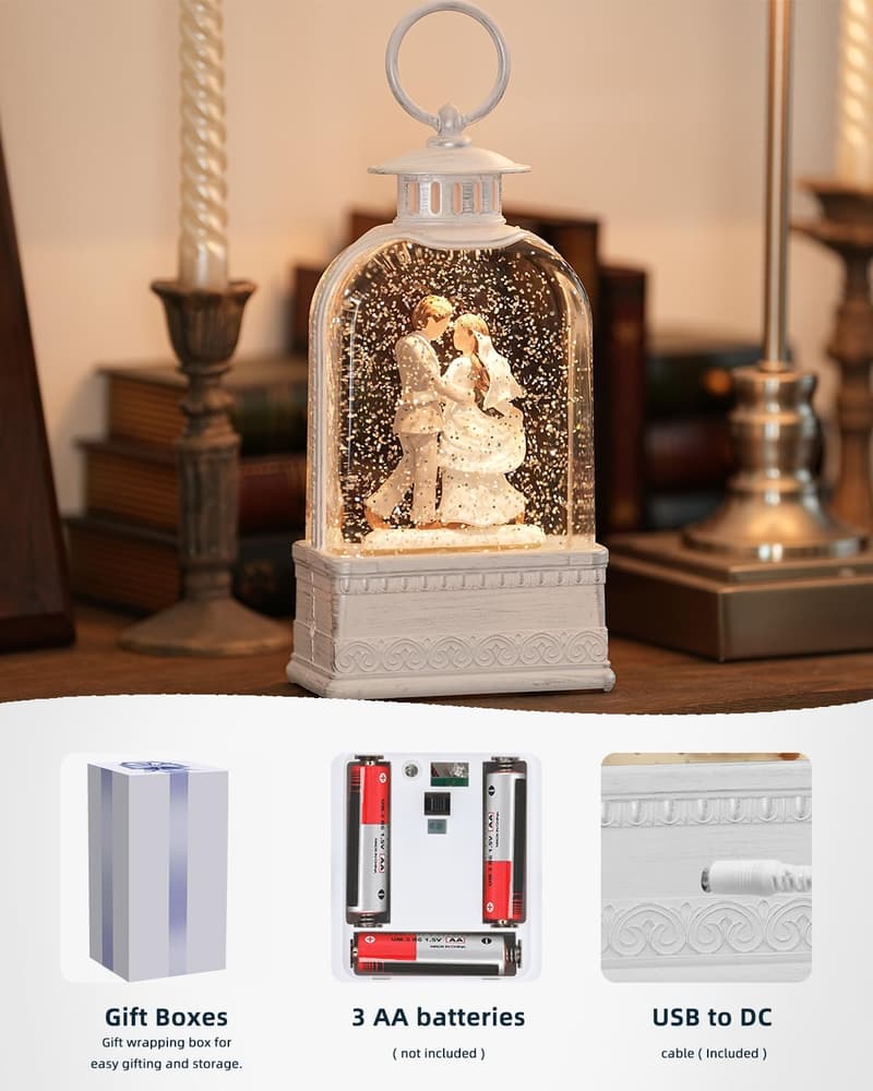 Engagement Gift Lighted Snow Globe with 6H Timer for Couples