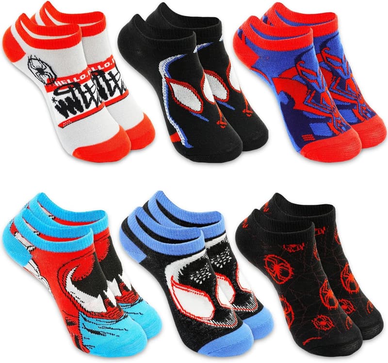 Spiderverse Gift Set: 6 Pairs of Miles Morales Ankle Socks
