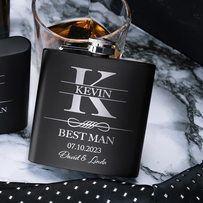 Personalized Groomsmen Flasks Set - Custom Engraved 6 oz.