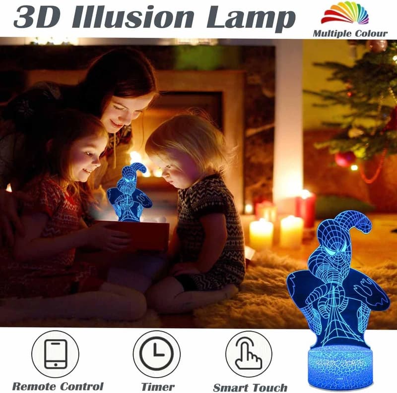 Superhero 3D LED Night Light with Touch & Remote Control
