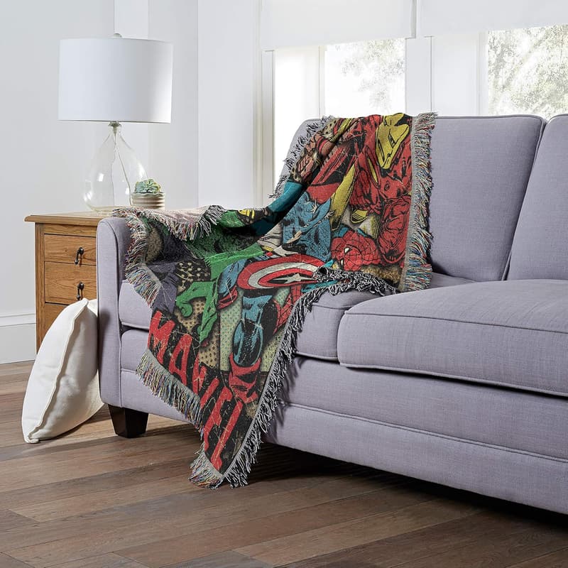 Retro Heroes Woven Tapestry Throw Blanket, 48