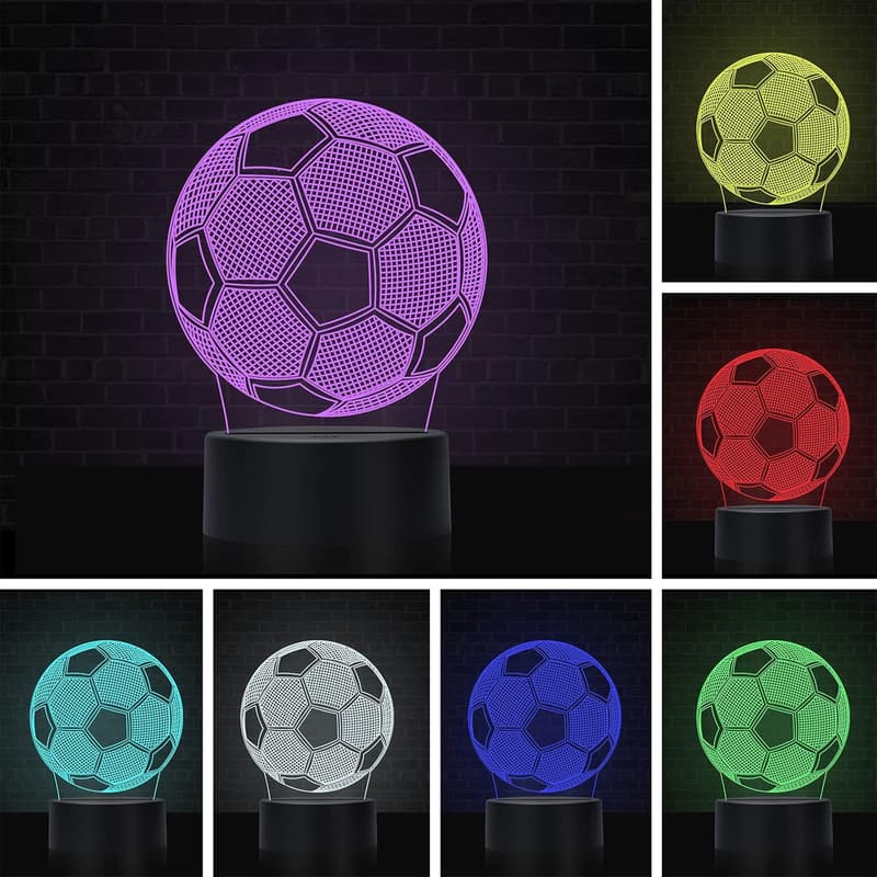 Soccer 3D Night Light - Touch Control, 7 Colors, Acrylic Base