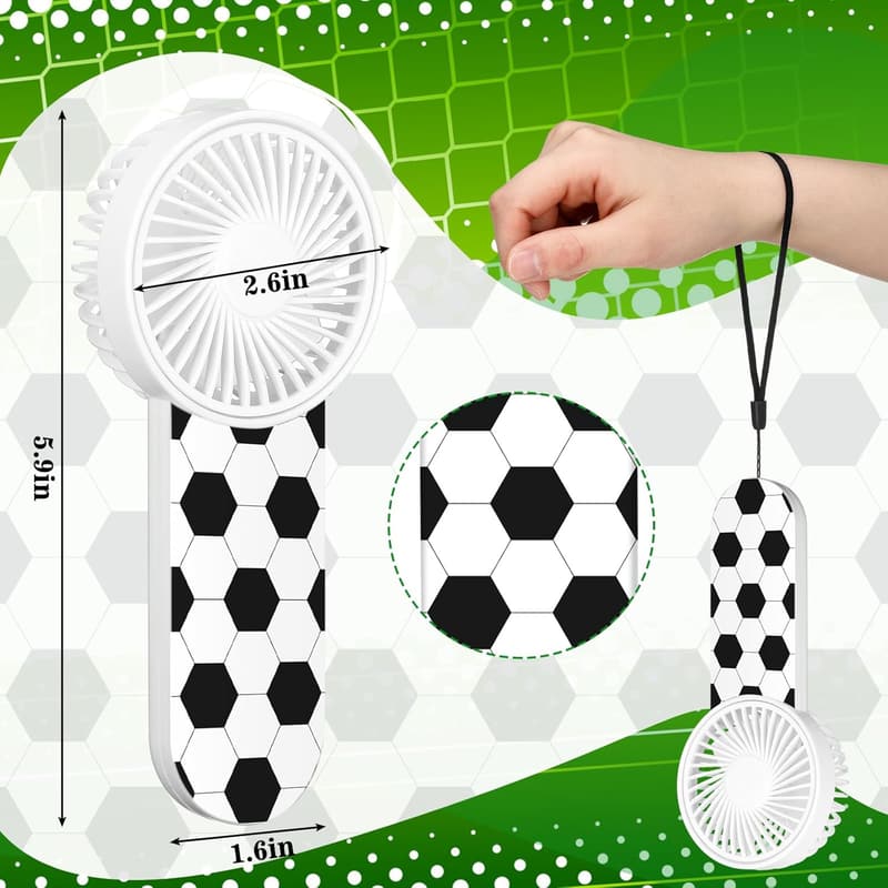 Summer Soccer Party Portable Mini Handheld Fan - 12 Pcs