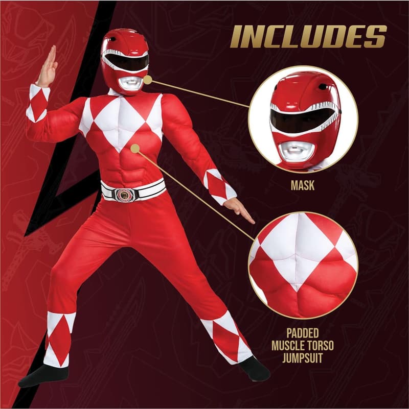 Power Rangers Red Ranger Muscle Costume with Mask