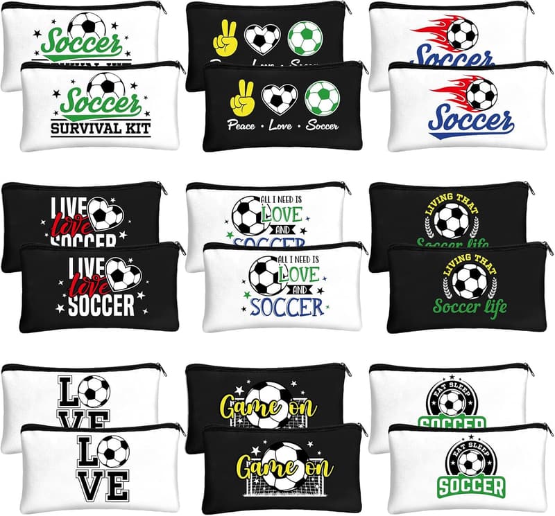 Soccer Gifts Cosmetic Bag Set for Fans & Players - 18 Pcs