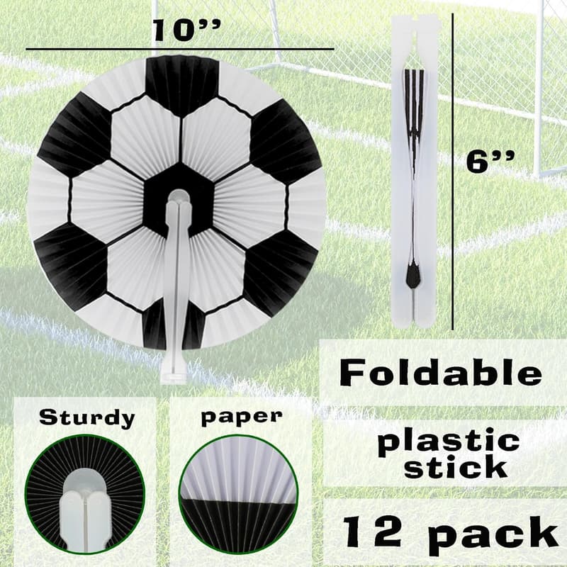 Soccer Birthday Party Foldable Fans - 12 Pack