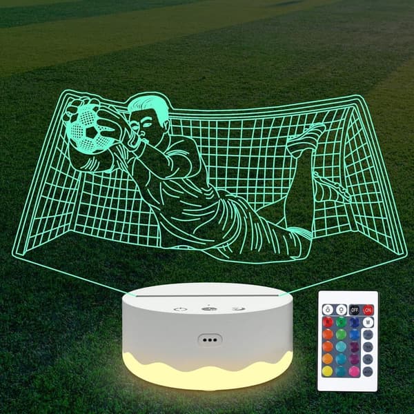 Soccer Birthday Gift: 3D Goalie LED Night Light with Remote