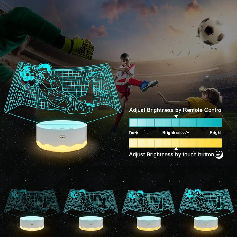 Soccer Birthday Gift: 3D Goalie LED Night Light with Remote