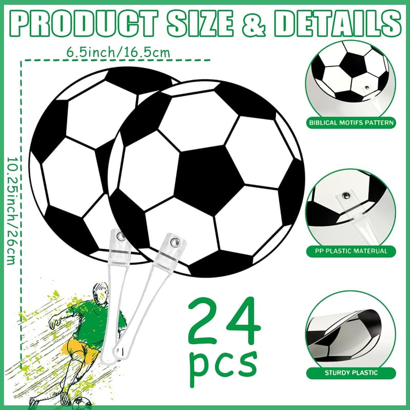 Soccer Party Favors: 24 Plastic Handheld Fans
